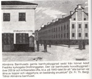 Stockholms allmänna barnhus där det låg fram till 1885.